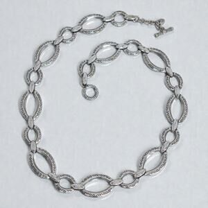 Brighton Alta Chain Statement Necklace Silver Plated Toggle Adjustable 20–21"